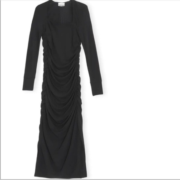GANNI Ruched crepe midi dress - Picture 11 of 16